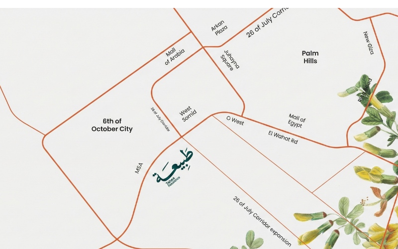 موقع كمبوند طبيعة 6 أكتوبر Tabeaa 6 October